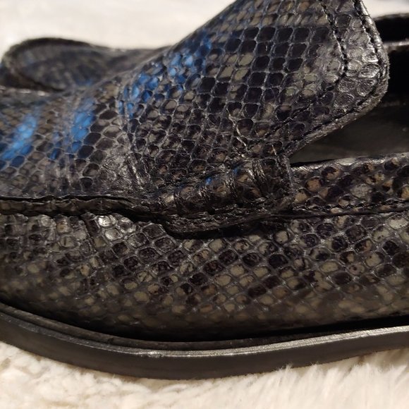 Echt Leder Vrai Cuir Snakeskin Womens Grey Made in Italy Loafers 40 - Picture 7 of 15